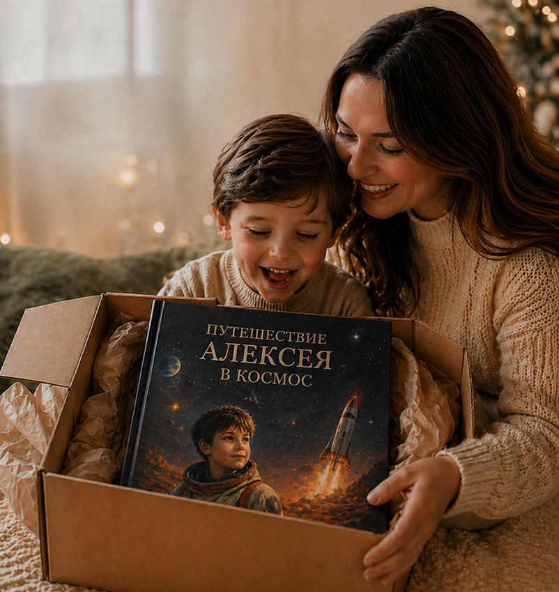 Ребёнок рассматривает свою персональную книгу